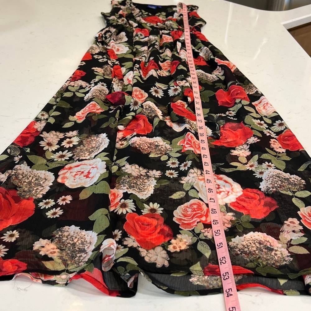 Disney Beauty & The Beast Black Red Rose Floral Maxi Dress XS - Picture 11 of 11